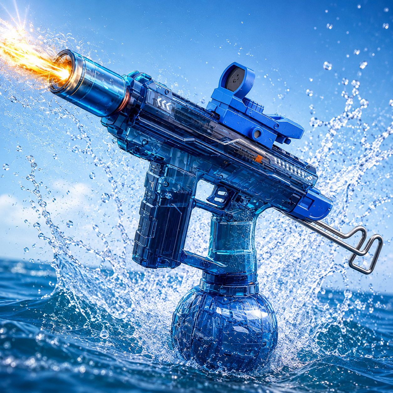 AquaPop™ Şarjlı Işıklı Ateş Efektli Su Tabancası – 46,5 CM
